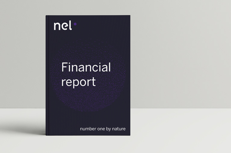 Financial report cover with Nel logo